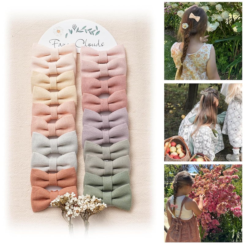 Fancy Clouds Baby Toddler Little Girls Hair Ties with Linen Bows, 20 pcs No Damage Elastic Nylon Ponytail Holders Scrunchies for girls, Small Hair Accessories for Kids Thick or Thin Hair - Image 1